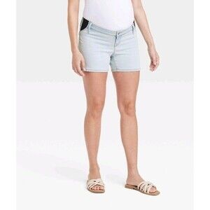 Isabel Maternity Under Belly Maternity Jean Shorts Light Wash 16